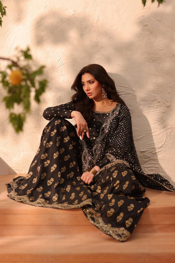 Black Amani 3Pc - Embroidered Luxe PRET