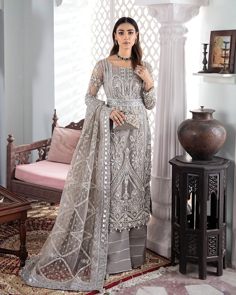 Gulnoor Embroidered Net 3-Piece Suit